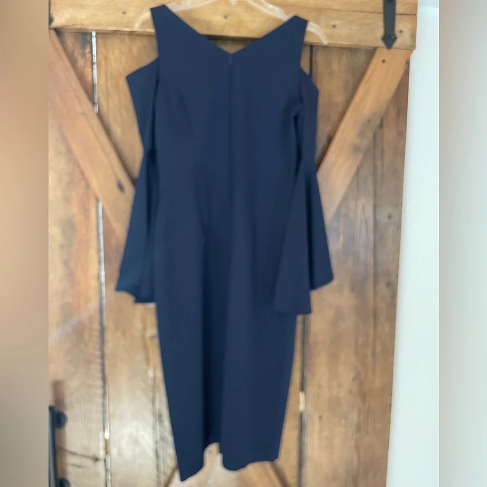 NWT Maggy London Navy Blue Cold Shoulder Sheath Dress Size 0